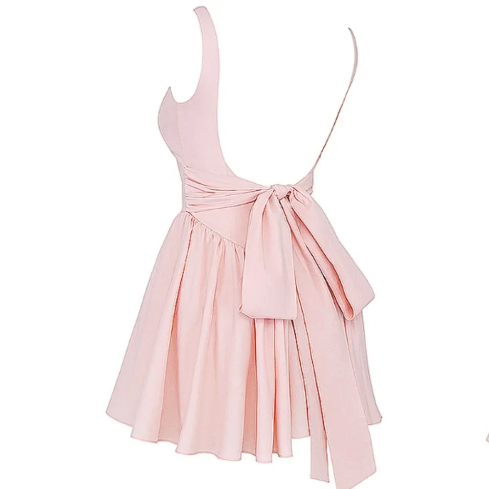 House of CB 'Florianne' Soft Peach Bow Mini Dress NWT - Picture 11 of 14